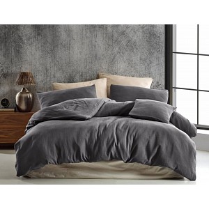 Prodloužené mušelínové povlečení 140x220+70x90 Tmavě šedé