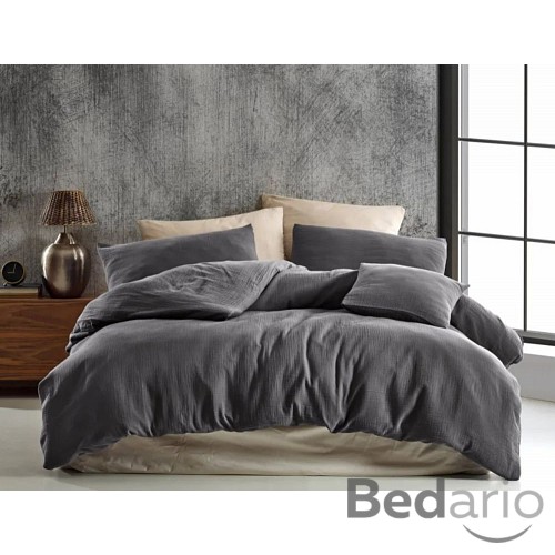 Prodloužené mušelínové povlečení 140x220+70x90 Tmavě šedé