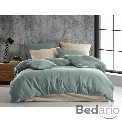 Prodloužené mušelínové povlečení 140x220+70x90 Světle zelené