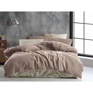 Prodloužené mušelínové povlečení 140x220+70x90 Béžové