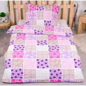 Prodloužené bavlněné povlečení 140x220+70x90 Patchwork růžový