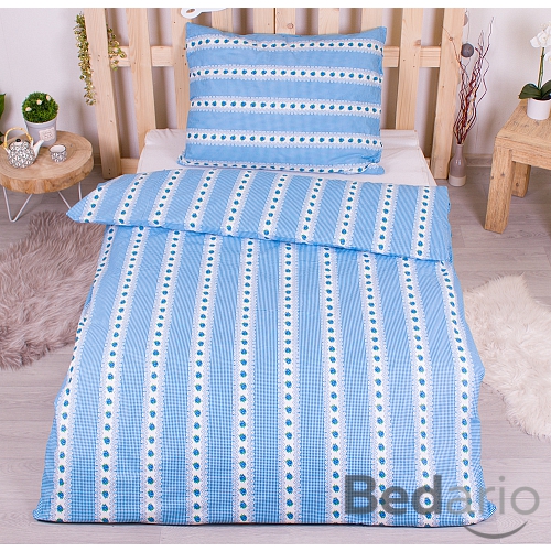 Prodloužené bavlněné povlečení 140x220+70x90 Barunka modrá