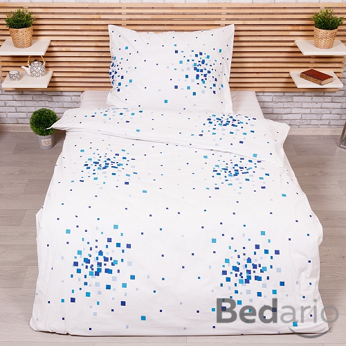 Bavlněné povlečení 140x200+70x90 Kostičky modré