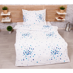 Bavlněné povlečení 140x200+70x90 Kostičky modré