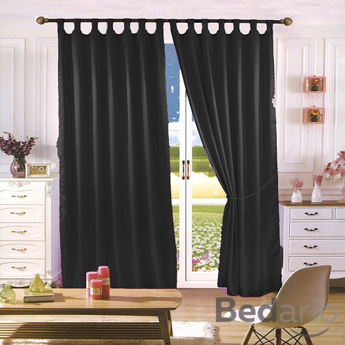 Saténové závěsy Home Art 150x160 - 2 kusy Černé