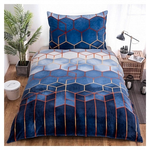 Mikroplyšové povlečení Premium 140x200+70x90 Nina modrá