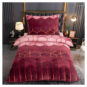 Prodloužené mikroplyšové povlečení Premium 140x220+70x90 Nina vínová