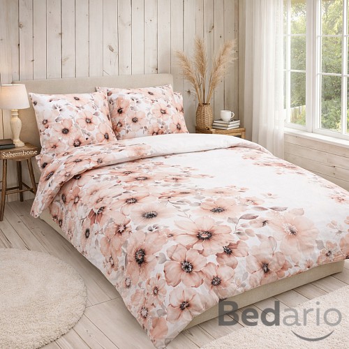 Saténové povlečení DeLuxe 140x220+70x90 Květ