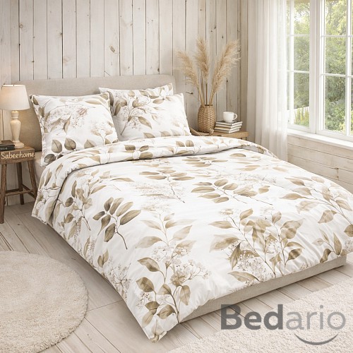 Saténové povlečení DeLuxe 140x200+70x90 Listy