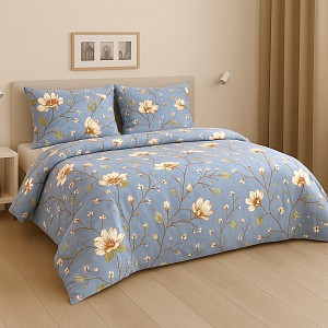 Bavlněné povlečení Deluxe 140x200+70x90 Modrošedá zahrada