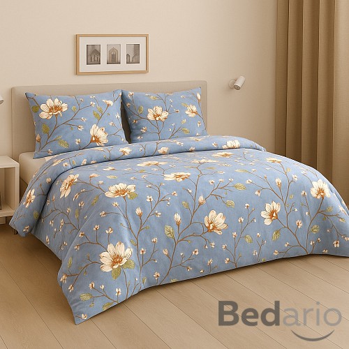 Bavlněné povlečení Deluxe 140x200+70x90 Modrošedá zahrada