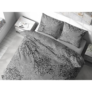 Bavlněné povlečení Deluxe 140x200+70x90 Větvičky šedé