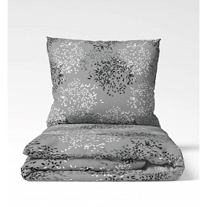 Bavlněné povlečení Deluxe 140x200+70x90 Větvičky šedé