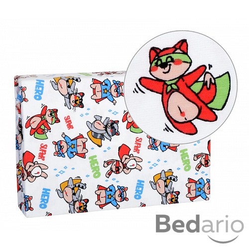 Prostěradlo jersey s elastanem 70x140 Superhrdina liška, mýval, kočka