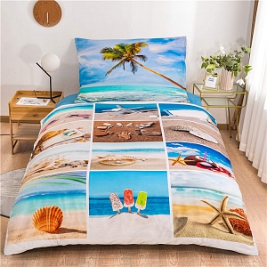 3D povlečení 140x200+70x90 Koláž holiday