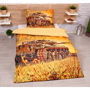 3D povlečení 140x200+70x90 Tank