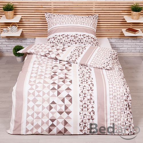 Prodloužené krepové povlečení 140x220+70x90 Střepy hnědé