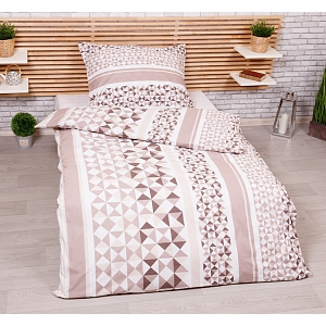 Prodloužené krepové povlečení 140x220+70x90 Střepy hnědé