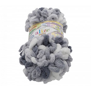 Příze PUFFY - 100g / 9 m - Bílošedá