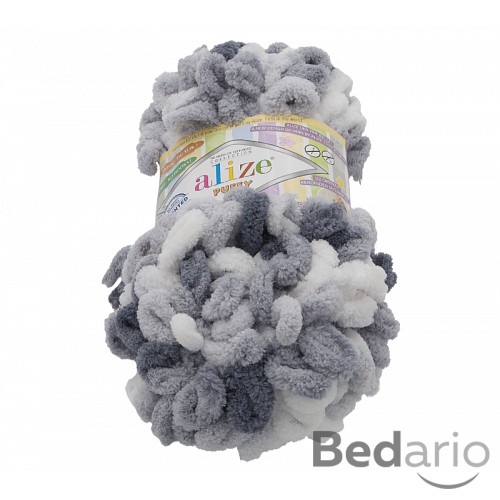 Příze PUFFY - 100g / 9 m - Bílošedá