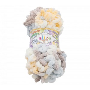 Příze PUFFY - 100g / 9 m - Bílo-světle modro-béžová