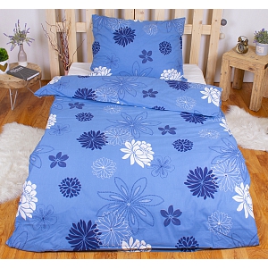Prodloužené bavlněné povlečení 140x220+70x90 Květinová variace modrá