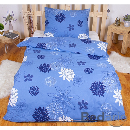 Prodloužené bavlněné povlečení 140x220+70x90 Květinová variace modrá