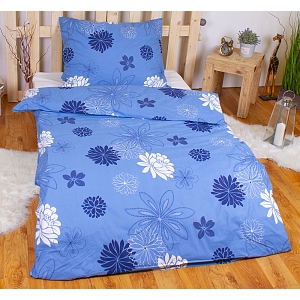 Prodloužené bavlněné povlečení 140x220+70x90 Květinová variace modrá
