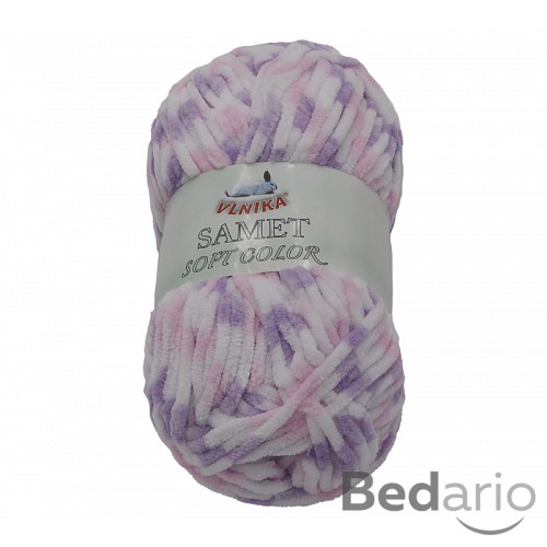 Příze SAMET - 100g / 100 m - Růžovo-fialovo-bílá