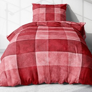 Krepové povlečení ECONOMY 140x200+70x90 Červená kostka