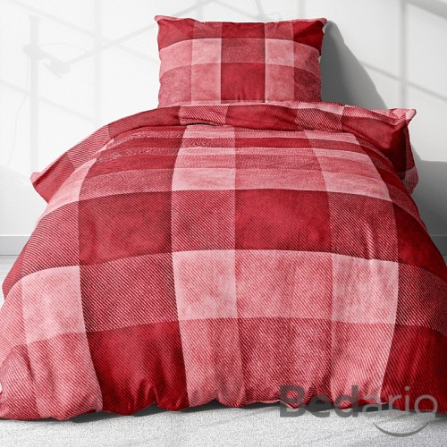 Krepové povlečení ECONOMY 140x200+70x90 Červená kostka