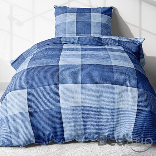 Krepové povlečení ECONOMY 140x200+70x90 Modrá kostka