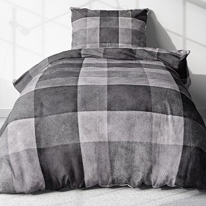 Krepové povlečení ECONOMY 140x200+70x90 Šedá kostka