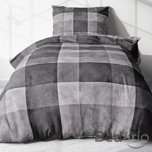 Krepové povlečení ECONOMY 140x200+70x90 Šedá kostka