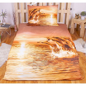 3D povlečení 140x200+70x90 Delfíni
