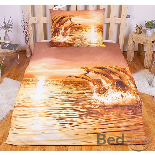 3D povlečení 140x200+70x90 Delfíni