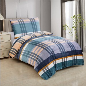 Mikroplyšové povlečení Premium 140x200+70x90 Modré káro