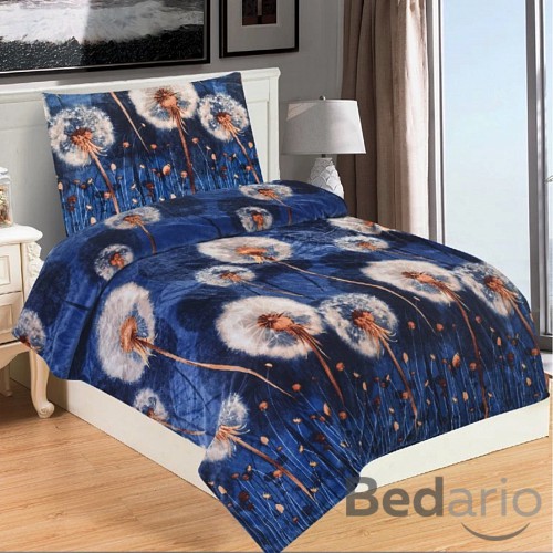 Mikroplyšové povlečení Premium 140x200+70x90 Pampeliška modrá