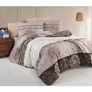 Francouzské bavlněné povlečení Deluxe 220x200+2x70x90 Mandala hnědá