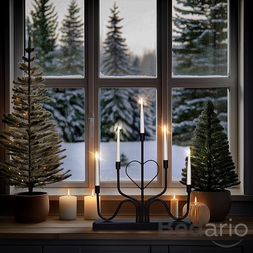 Solight LED kovový svícen, 5x LED, černý, 40cm