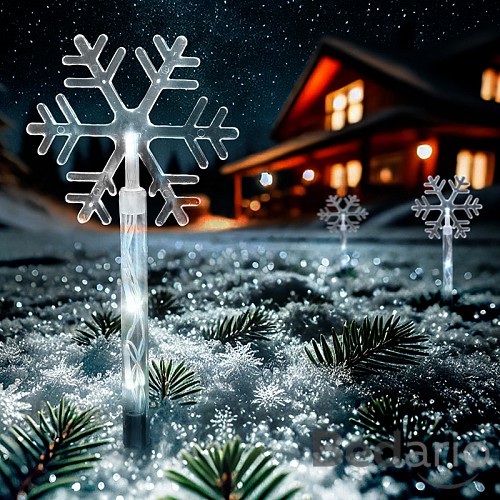 Solight LED zahradní osvětlení, sněhové vločky, 5ks, 15x LED, zapichovací, 3xAA