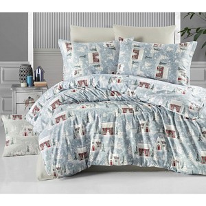 Bavlněné povlečení DELUXE 140x200+70x90 Chaloupky