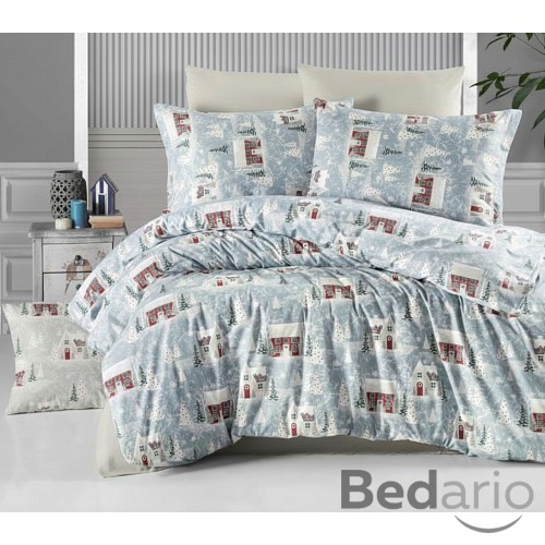 Bavlněné povlečení DELUXE 140x200+70x90 Chaloupky