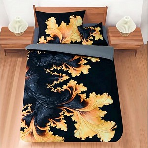 Třídílná sada 3D povlečení 140x200+70x90+45x45 Černozlatá harmonie
