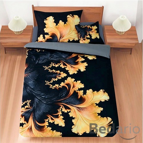 Třídílná sada 3D povlečení 140x200+70x90+45x45 Černozlatá harmonie