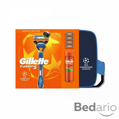 Gillette Xmass sada UEFA holicí strojek + 4 hlavice a gel na holení 200 ml Dárková sada pro muže
