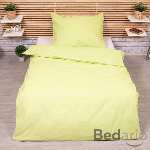 Jednobarevné prodloužené bavlněné povlečení 140x220+70x90 Limetková