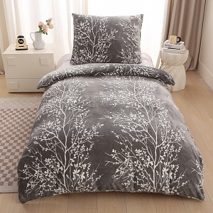 Mikroplyšové povlečení Premium 140x200+70x90 Natura šedá