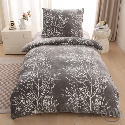 Mikroplyšové povlečení Premium 140x200+70x90 Natura šedá