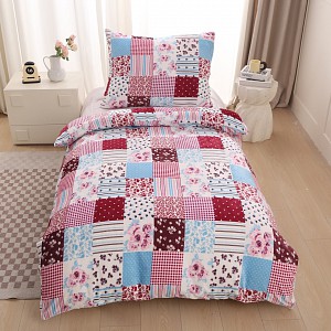 Mikroplyšové povlečení Premium 140x200+70x90 Patchwork barevný